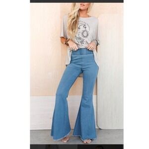 Three Bird Nest Light Blue Denim Flare Jeans